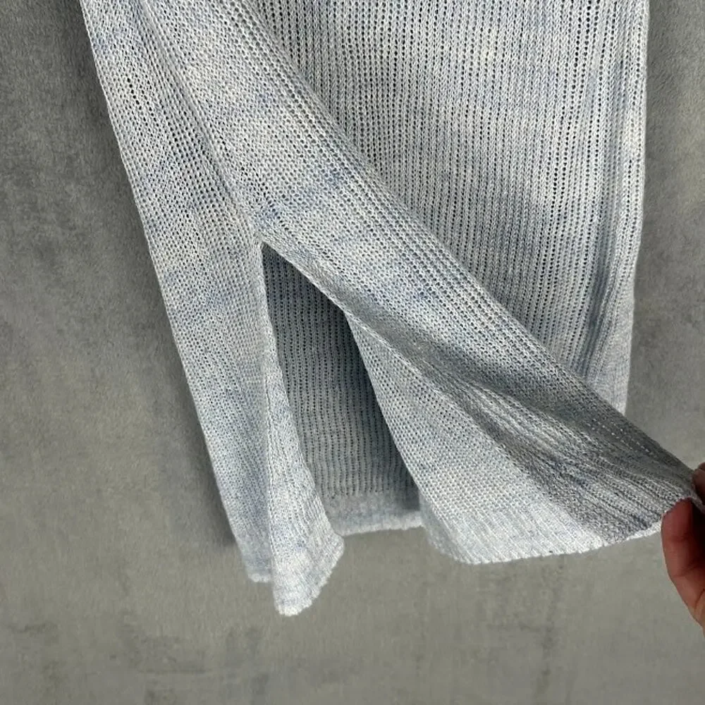 Eileen Fisher Sweater Womens Medium Blue Linen Sleeveless Luxury Resort Preppy - Picture 4 of 12